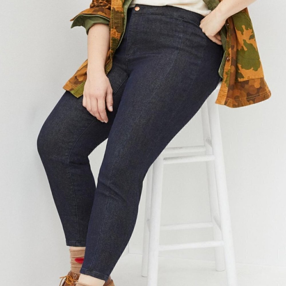Pilcro Shimmer High-Rise Denim Leggings Gold Metallic Skinny Jean Size 30‎
